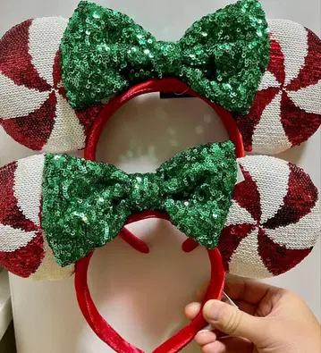 3세트 새상품 해외 디즈니 머리띠 캔디 스팽글 빨간색