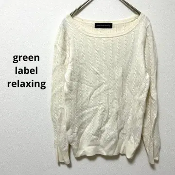 그린 라벨 릴랙싱 케이블 니트 긴팔 스웨터 화이트 M 사이즈 상의