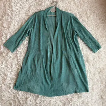 CORDIER 여성용 7부 소매 가디건 S 린넨 에메랄드 블루