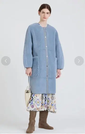 플리스 라이트 블루 롱 코트