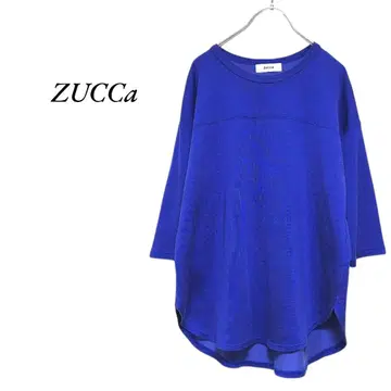ZUCCa 7부 소매 밑단 라운드 티셔츠 블루 즈카