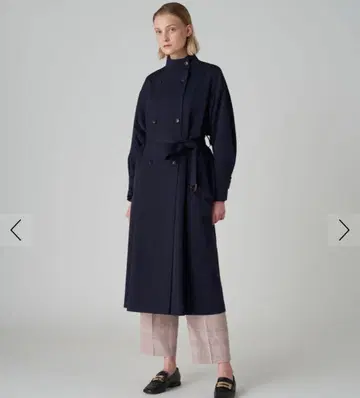 커버 크로스 스탠드 카라 코트 네이비 34