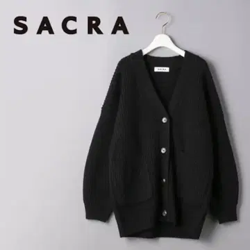 SACRA 블랙 가디건 사이즈 38 로우 게이지