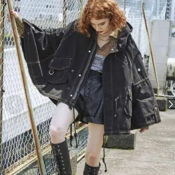 jouetie 데님 블랙 오버 판초 복각