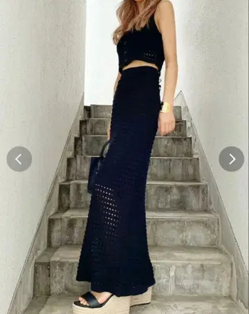 GYDA 크로셰 니트 롱 스커트