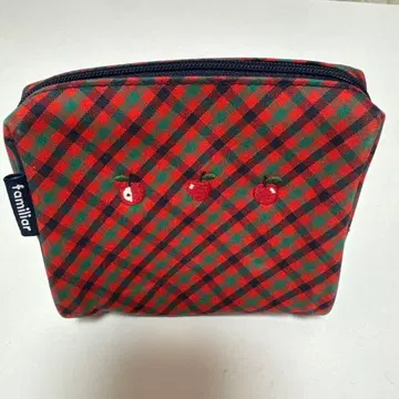 familiar 체크 무늬 파우치 빨간색