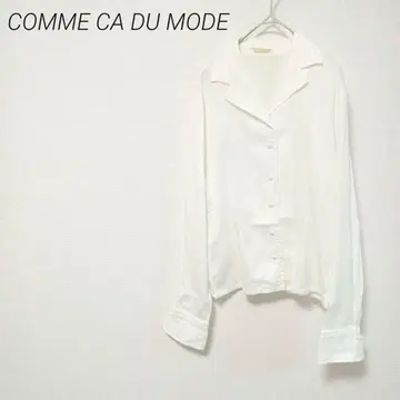 COMME CA DU MODE 여성용 화이트 긴팔 셔츠 면 100%
