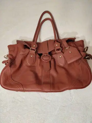 Par Avion 소가죽 핸드백 카멜 브라운