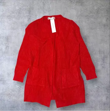 새상품 BLANK BLANC 롱 니트 가디건 레드