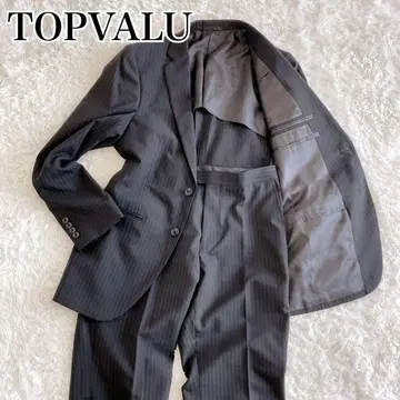 TOPVALU 탑밸류 비즈니스 정장 섀도우 스트라이프 블랙 울 혼방