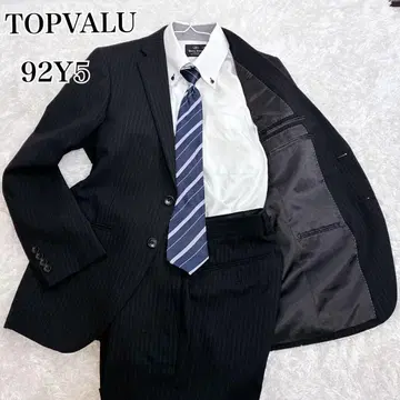 TOPVALU 탑밸류 비즈니스 정장 섀도우 스트라이프 블랙 울 혼방