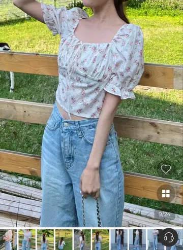 누구 노아 플라워 리본 블라우스