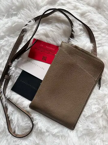 보나벤츄라 라이리 숄더백 가죽 베이지 사선 크로스 카드 포함