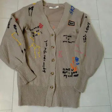 FURFUR (F) 메시지 자수 가디건 올 패턴 모헤어 니트