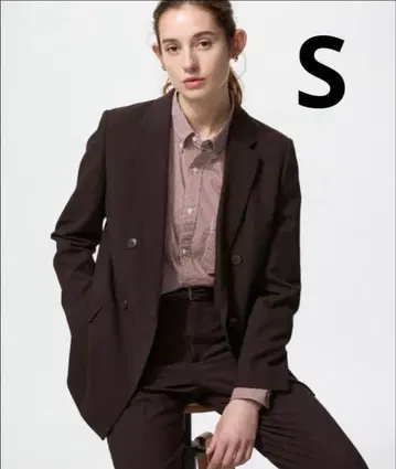 유니클로 더블 자켓 다크 브라운 S