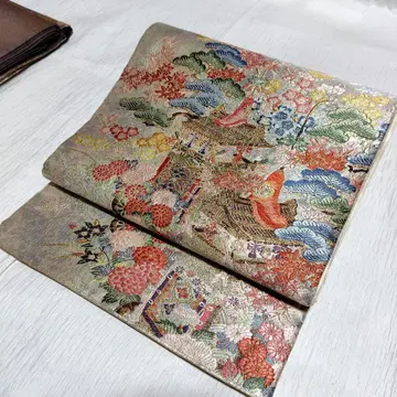 순수 실크 당직 금은사 육통 후쿠로 오비