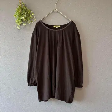 프로이데 [2XL] 쿨 엘레강트 얇은 소재 프릴 9부 소매 튜닉 티셔츠