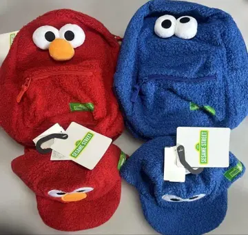엘모 쿠키 몬스터 백팩 모자 세트