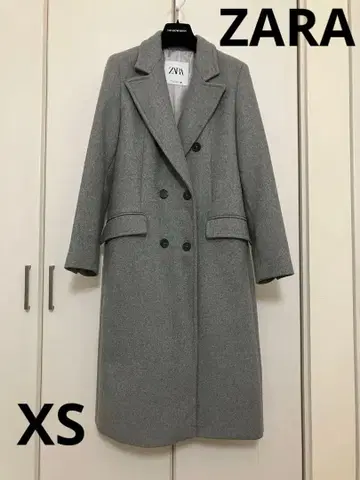 ZARA 그레이 더블 울 블렌드 롱 코트