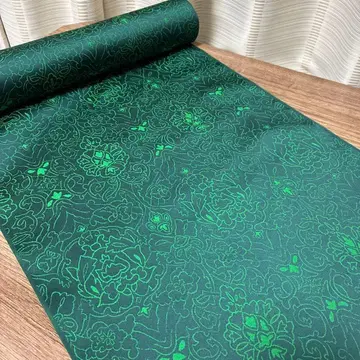 짙은 녹색 꽃무늬 우비 옷감 순수 실크