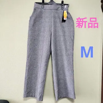 여성용 양면 기모 세미 와이드 팬츠 글렌체크 (블랙 화이트) M 사이즈