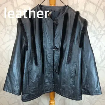 퍼 블랙 가죽 프린지 자켓 레어 디자인 천연 가죽 소가죽 R