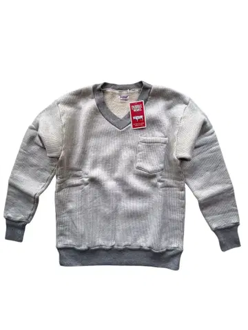 더블웍스 육중한 속기모 V넥 가슴 포켓 맨투맨 새상품 M 웨어하우스