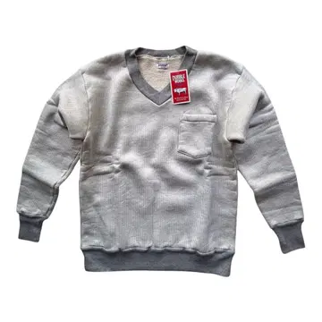 더블웍스 육중한 속기모 V넥 가슴 포켓 맨투맨 새상품 M 웨어하우스