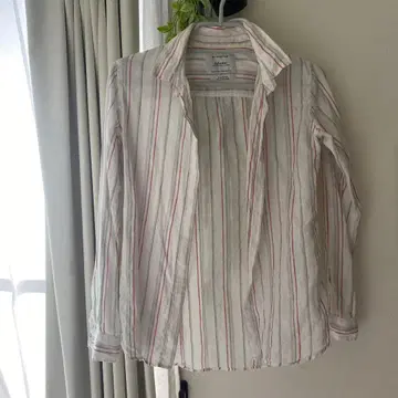 relume 린넨 100% 화이트 레드 스트라이프 셔츠 사이즈 1