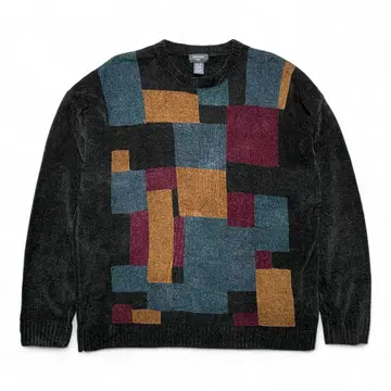 구제 다커스 아크릴/레이온 벨로아 맨투맨 스웨터 블록 패턴