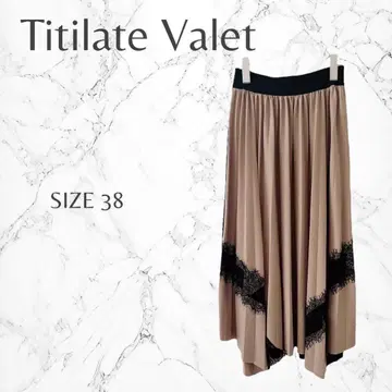 롱 스커트 비대칭 앞뒤 다른 디자인 플리츠 M 오샤레 레이스