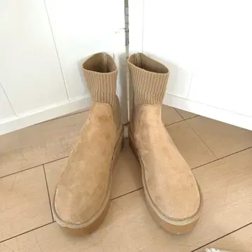 통굽 베이지 스웨이드 어그 부츠