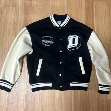 INFLATION 바시티 자켓 L 블랙/아이보리