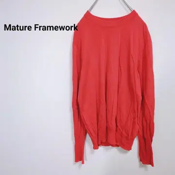 마추어 프레임웍스 니트 상의 긴팔 포인트 컬러 일본제 면 100%
