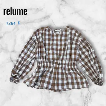 s.156 [ 레리움 ] 블라우스 페플럼풍 깅엄 체크 허리 개더