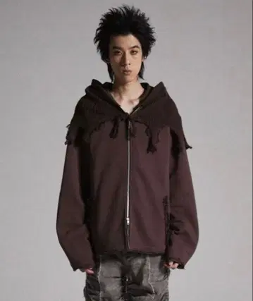 [ GRANCY ] 니트 레이어드 디자인 지퍼 후디