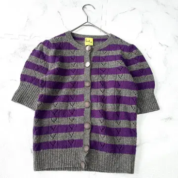 새상품급 폴스미스 캐시미어 반팔 보더 스웨터 M