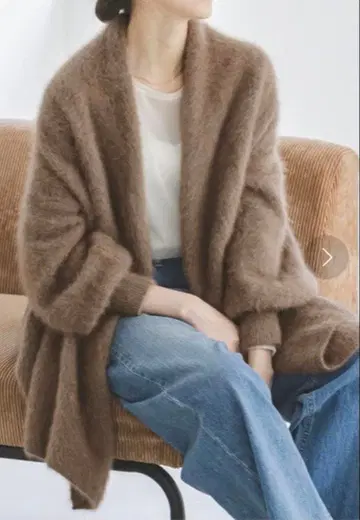 NOBLE 퍼 니트 퍼프 가디건