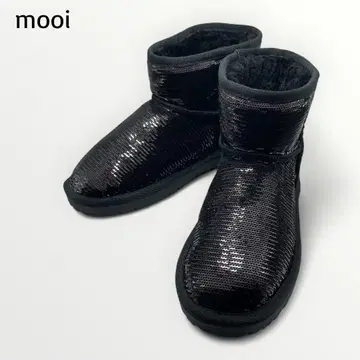 모이 MOOI 스팽글 안감 퍼 숏부츠