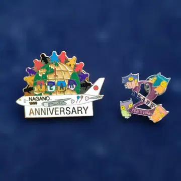 나가노 동계 올림픽 기념 핀 배지 2개 세트