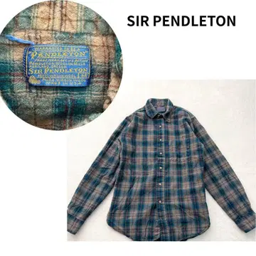 레어 SIR PENDLETON USA 파랑 택 60-70s 울 셔츠 M