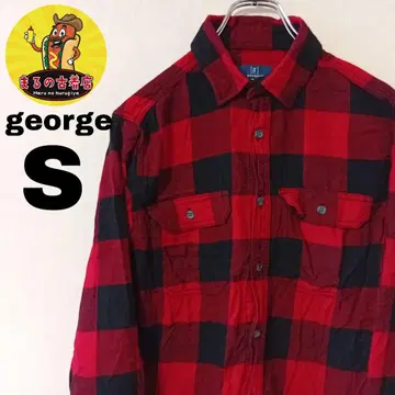 USA 구제 의류 george 플란넬 셔츠 S 레드 블랙 체크