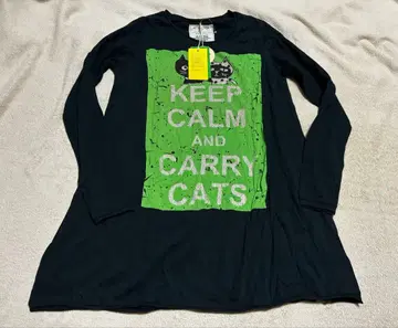 LALACUB 고양이 프린트 긴팔 T셔츠 블랙 F