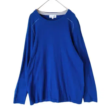 그린 라벨 니트 크루넥 울 혼방 무지 파랑