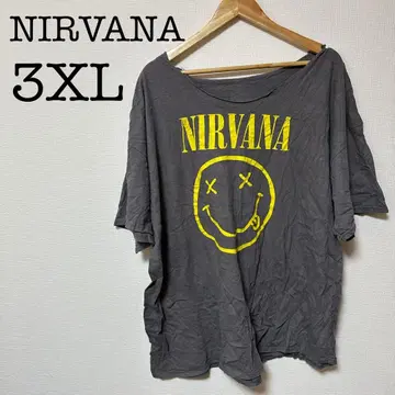 NIRVANA [ 3XL ] 그레이 티셔츠 큰 사이즈 넉넉한 심플 남성용