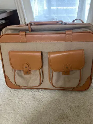 코이즈미 트렁크 비즈니스 백 베이지와 브라운 캔버스