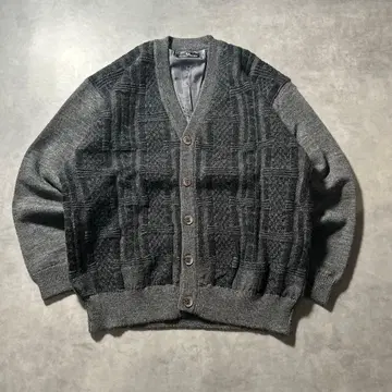 SHUTERN 빈티지 그레이 절개 흑백 니트 가디건