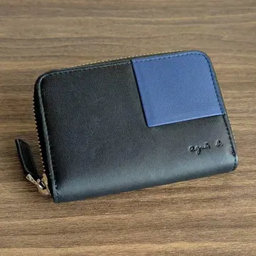 미사용 새상품 에네스베 코인 케이스 동전 지갑 블랙 블루 가죽