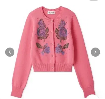 릴리 브라운 플라워 비즈 자수 가디건