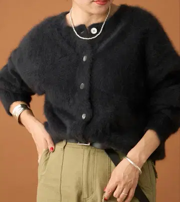 FUR 캐시미어 2WAY 가디건 블랙